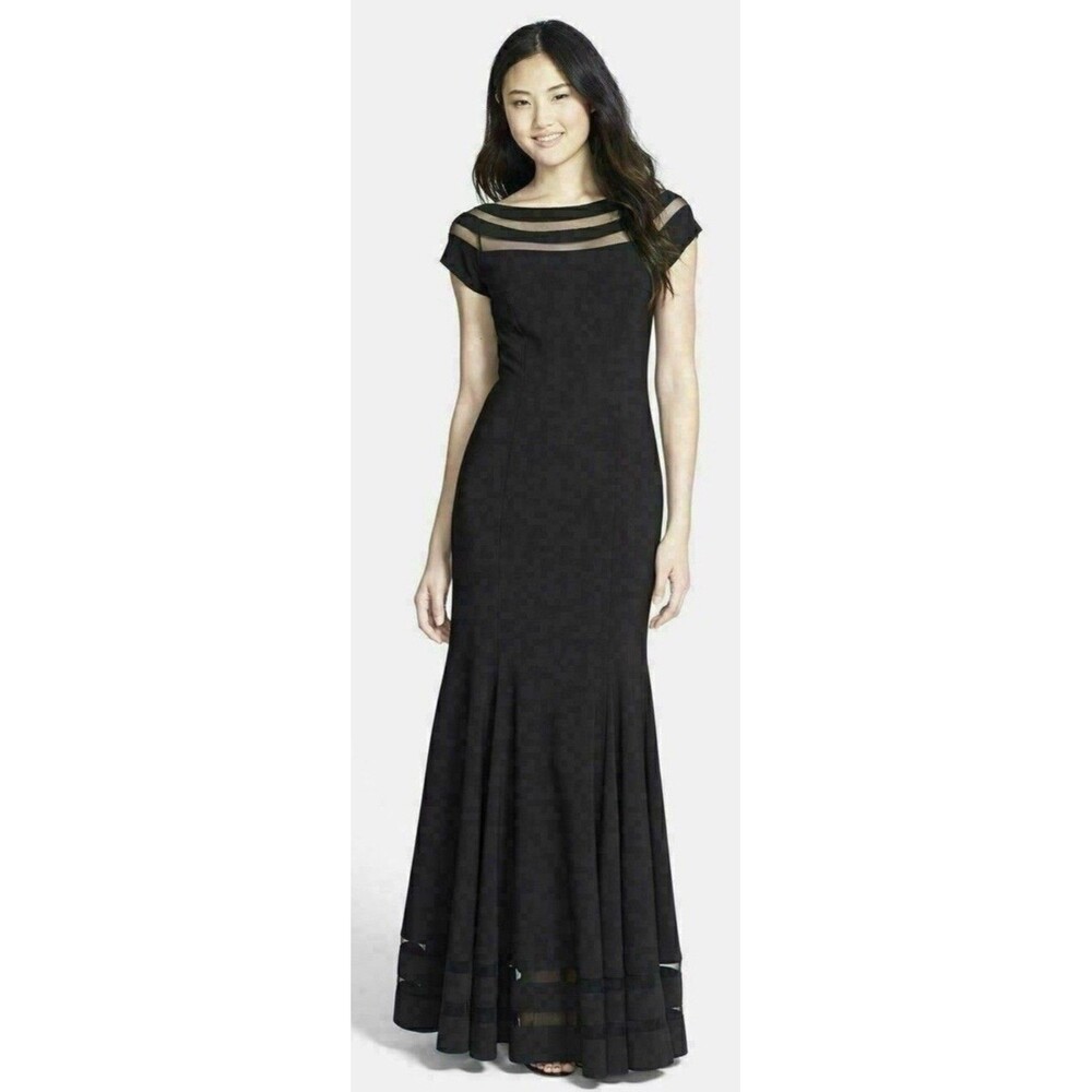JS COLLECTIONS Illusion Mermaid Gown Formal Party Dress Black Size 6
